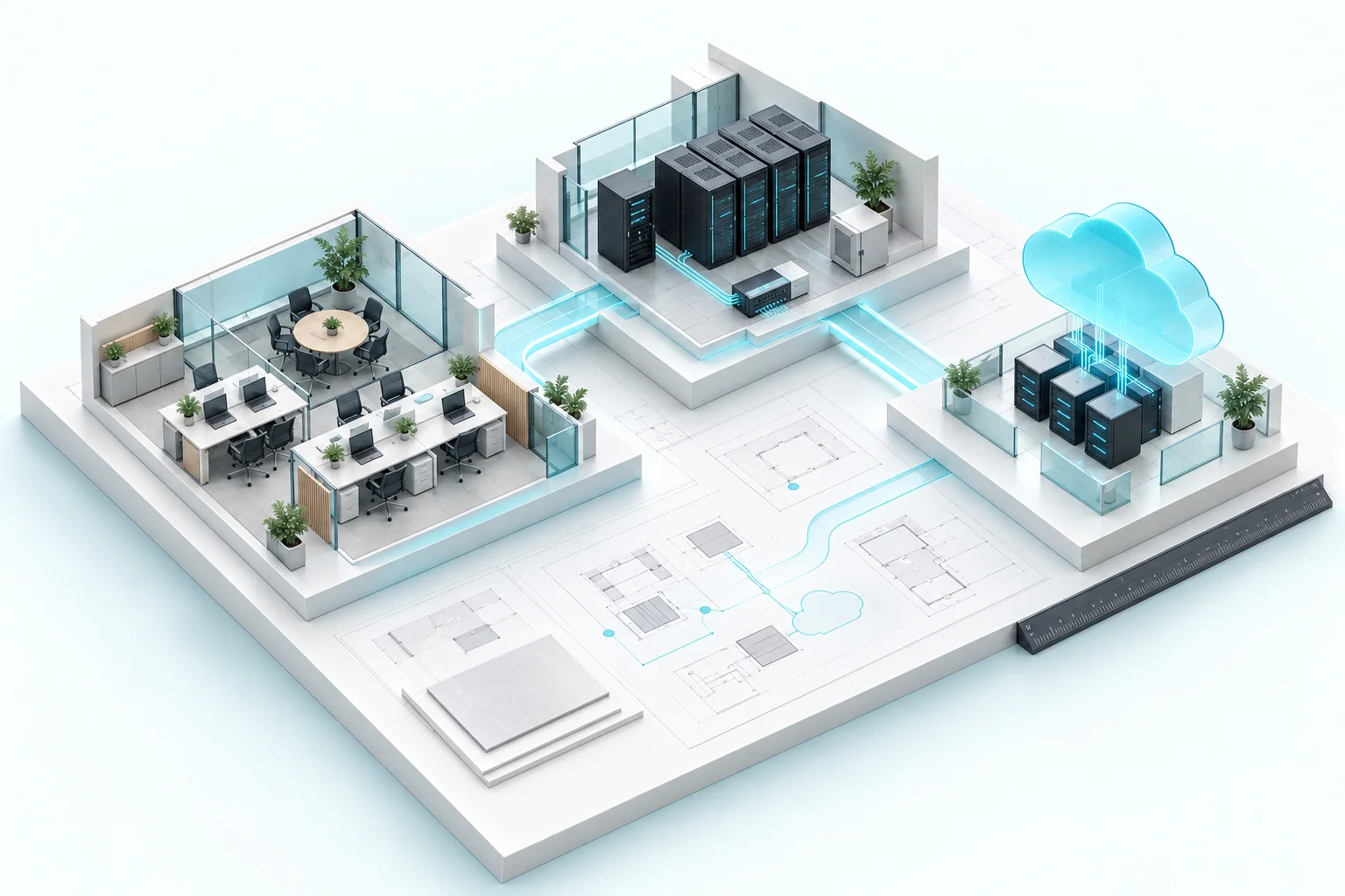 Concept illustration of technology planning and scalable modular IT infrastructure